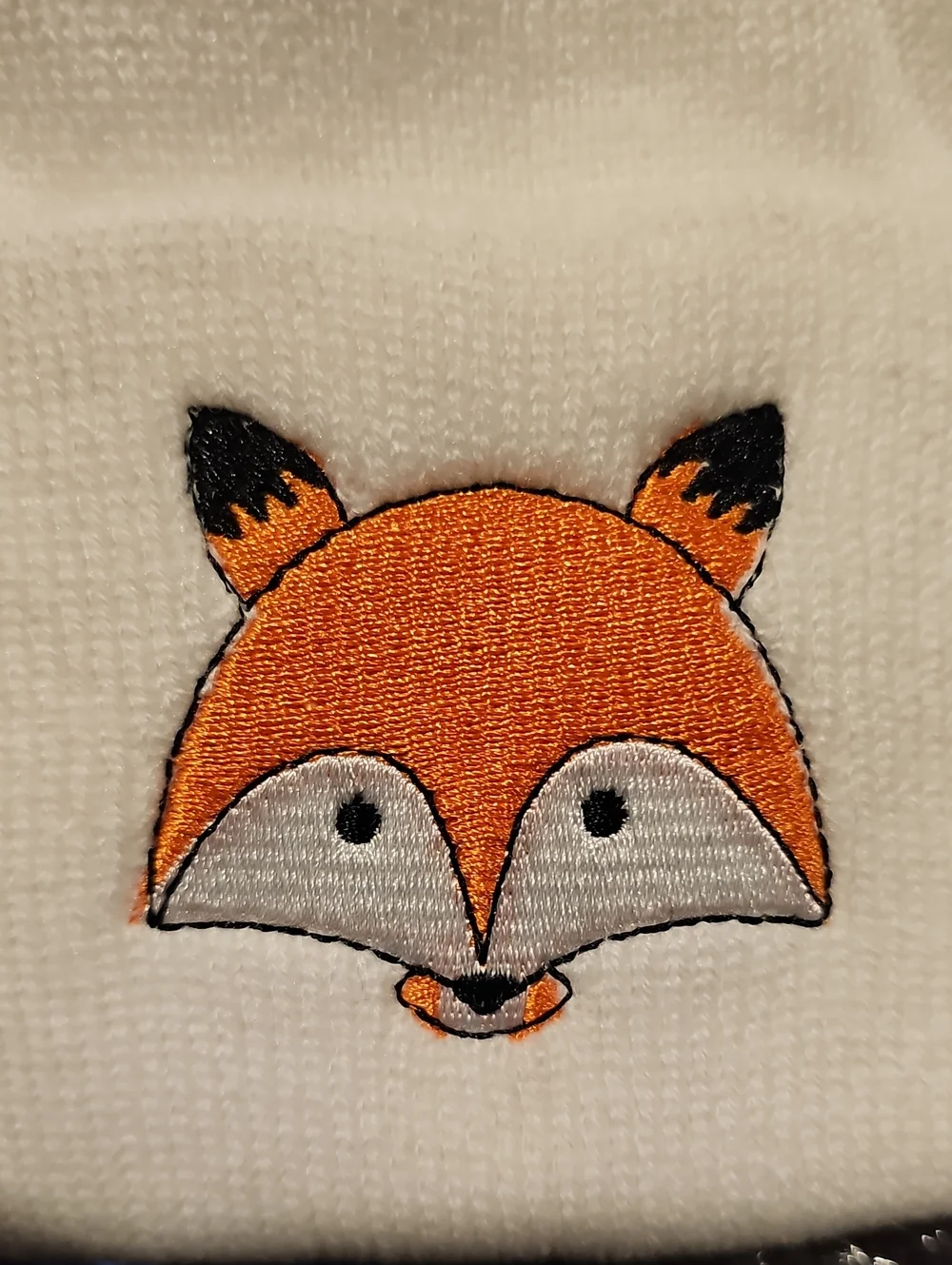 Fox Embroidery Cuffed Cap Beanie Kid's White multi New